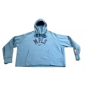 Lakers Nike Women 21/22 Throwback City Edition Cropped Hoodie Sweater Blue Large